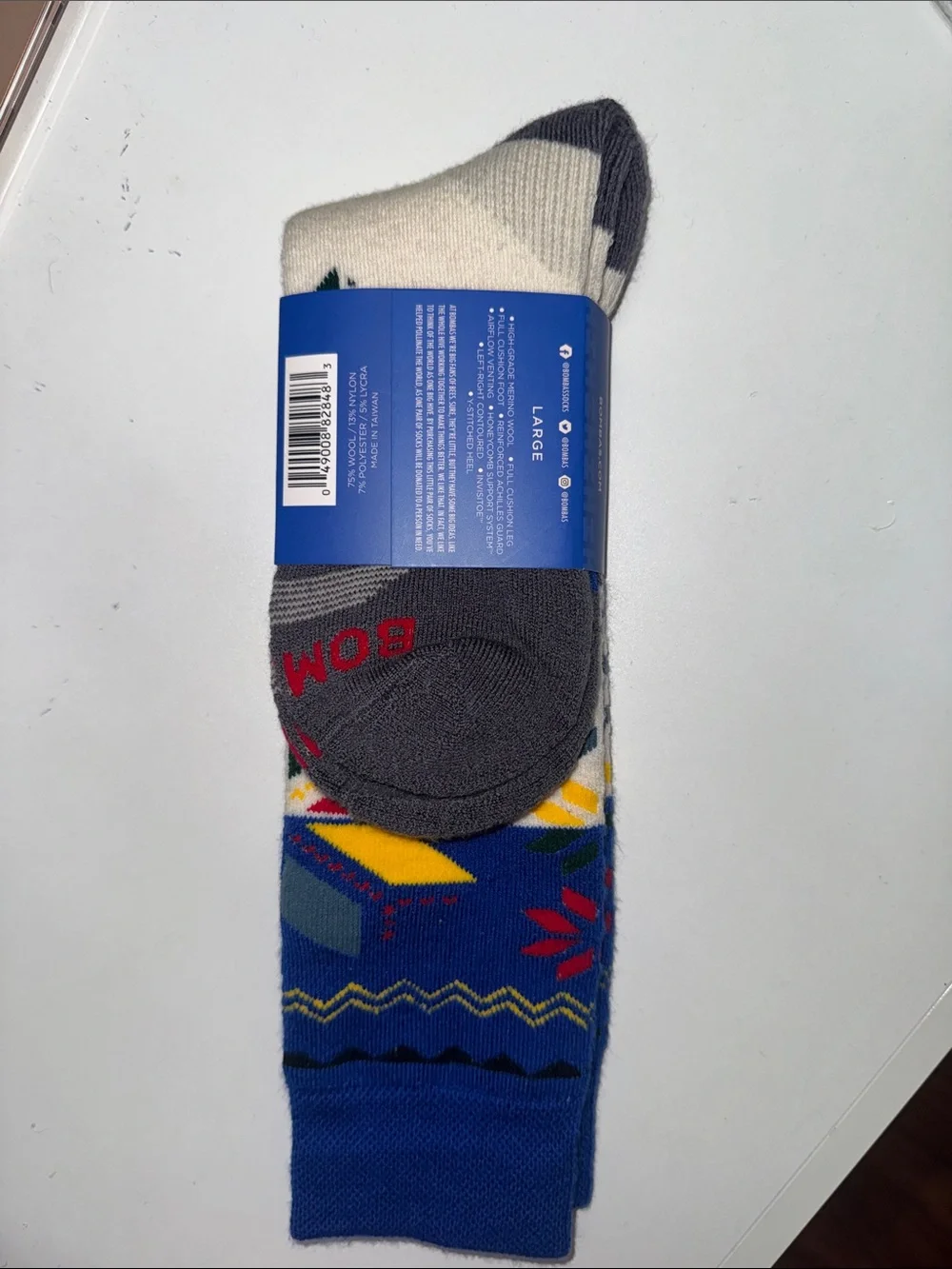 Bombas Blue, White & Multi-Color Geometric Crew Socks